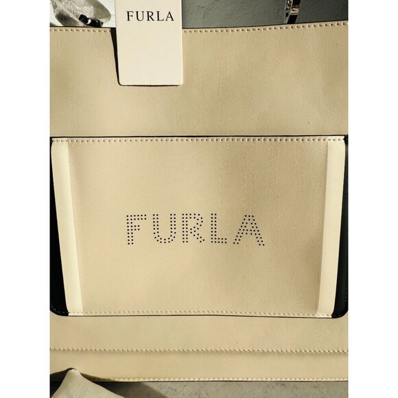 Furla‎ Reale North South Large Convertible Leather Tote Creamy Beige - Picture 3 of 16